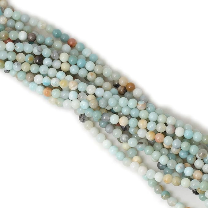 cheavian 60pcs 6mm natural mix color amazonite gemstone round loose beads stone beads for jewelry making diy 1 strand 15"