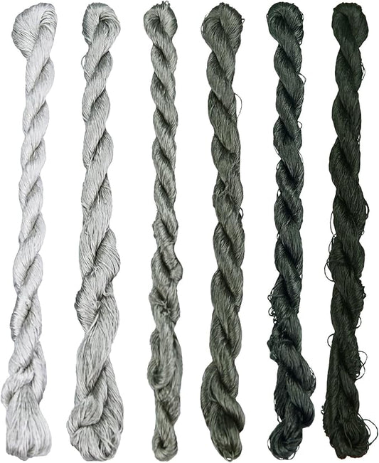 Natural Silk Thread – 6 Colors, 110m Each, Hand-Dyed Premium Silk Floss for Fine Embroidery, Needlepoint, and Handcrafts