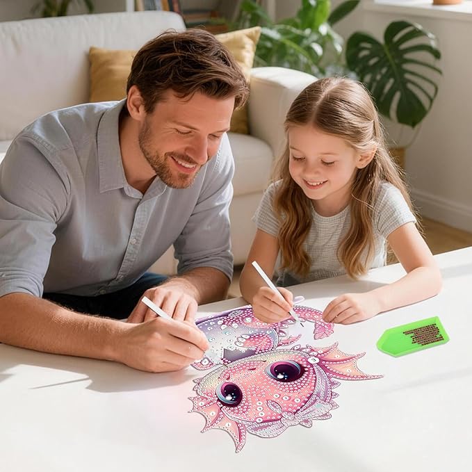 DOMROM Dinosaur Diamond Art Hanging Kits for Adults, Easter Special Shaped Crystal Diamond Painting Dinosaur Pendant, DIY Diamond Art Suncatchers Animal for Home Garden Wall Decor Gift
