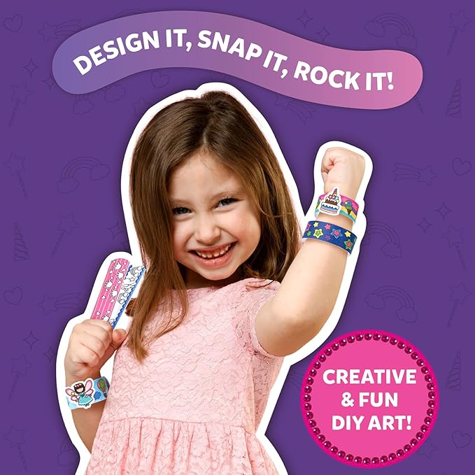 skillmatics craft activity - snap bandz, unicorns & princesses, diy art & craft activity, mess-free, creative kit, 8 bands (8.6"), gifts for girls & boys ages 4, 5, 6, 7, 8, 9, 10