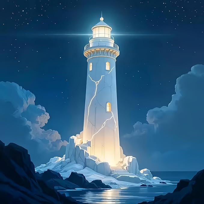 Diamond Art Kits for Adults Lighthouse, DIY 5D Diamond Painting Kit for Beginners, Full Round Drill Gem Art Dots for Adults, Diamond Dots Paintings Crafts Home Wall Decor 14X14 Inch