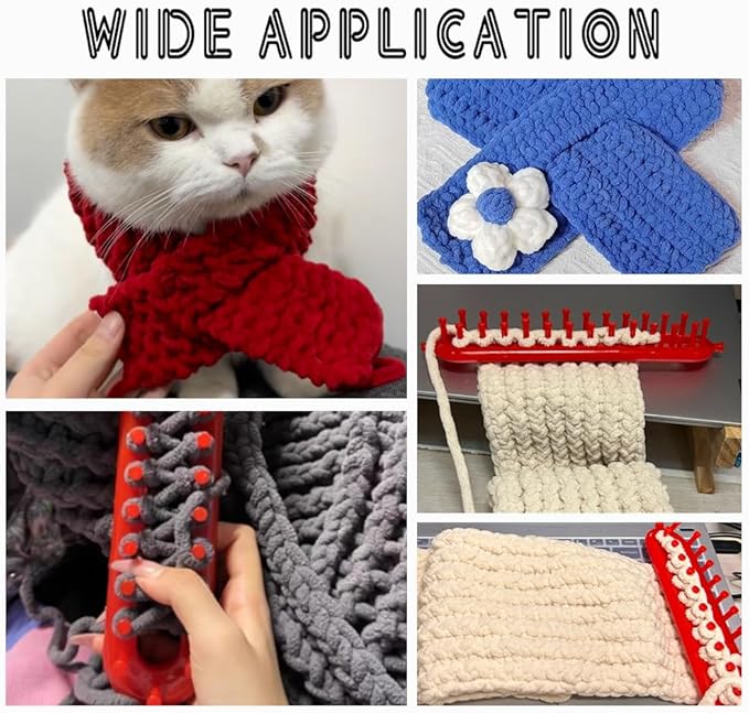 HOBBIESAY Long Knitting Loom 26cm Scarf Knitter Crochet Loom Rectangle Knitting Looms Knitting Kit with Hook Needle Red for Beginners Scarf Sweater Shawl Blankets Knittings Kit Hole:4mm