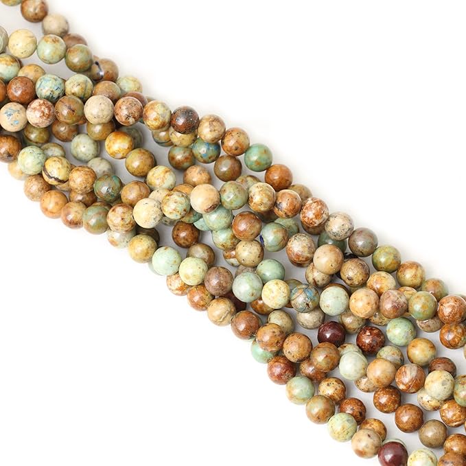 cheavian 45pcs 8mm natural peacock turquoise gemstone round loose beads for diy bracelet necklace earrings jewelry making 1 string 15 inches