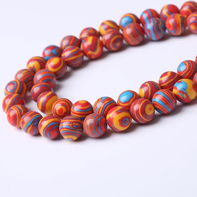 Red Yellow Blue Peacock Turquoise Stone Beads for Jewelry Making Gemstone Round Crystal Bracelet Necklace 1 Strand 15.5inch 31PCS 12MM