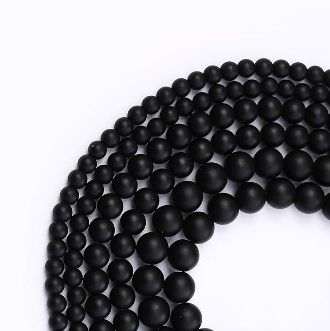 Frosted Black Glass Stone Beads for Jewelry Making Gemstone Round Crystal Bracelet Necklace 1 Strand 15.5inch 91PCS 4MM