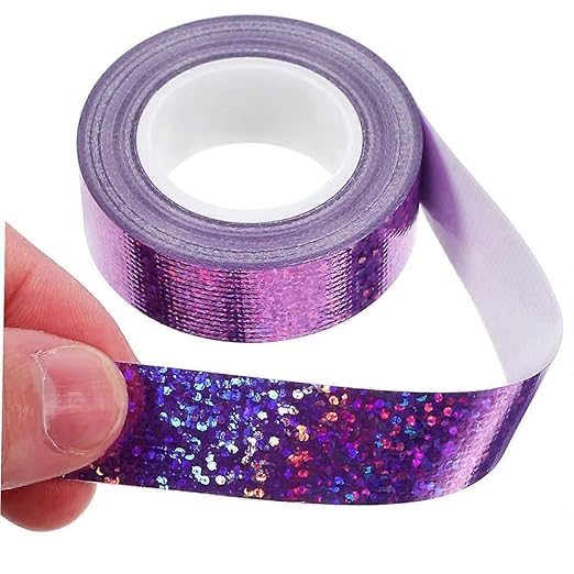 8 Rolls Glitter Prism Tape Holographic Sparkle Washi Tape Baton Tapes for Gift Wrapping DIY Crafts Bullet Journals Scrapbooking School Supplies Party Decorations with Colorful Designs