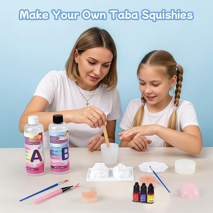 Taba Squishy Kit, Taba Squishy Making Kit for with Gift, 18oz 1:1 AB Ratio Epoxy Resin Mix, Taba Squishes Mold for Making Your Own Squishies, Taba Squishes Pack for Stress Relief
