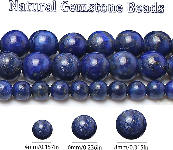 Song Xi 45pcs 8mm Natural Lapis Lazuli Stone Beads for Jewelry Making, Gemstones Beads Bracelet for Necklace Earring Keychain, with Jewelry Box and Elastic for Christmas Wedding Birthday Gift