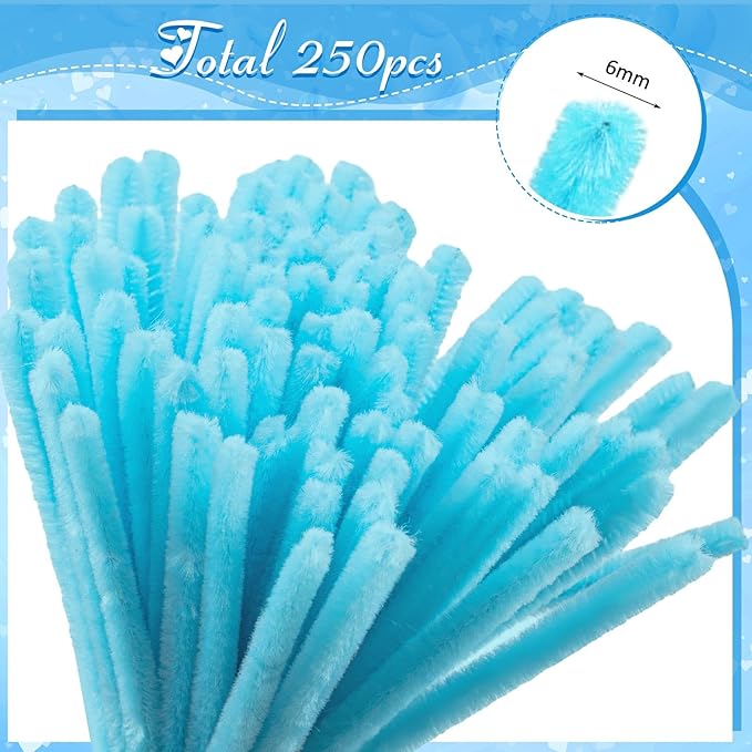 Peryiter 371 Pipe Cleaners Flowers Set, Mixed Colors Chenille Stems Bulk with Floral Wires, Gardening Tape, Stamen for DIY Flower Making Kit, Gift Idea for Mother's Day(Blue)