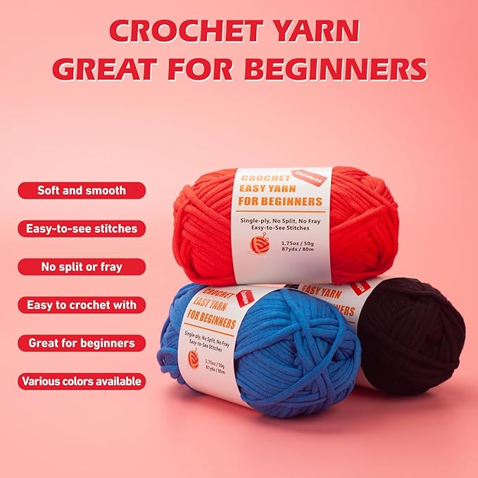 Coowayze Beginners Crochet Yarn for Crocheting, Cotton Yarn for Crochet & Knitting, 3 Pack×1.8 oz Thick and Soft Amigurumi Yarn with Easy-to-See Stitches-Worsted Medium # 4, Cotton-Nylon Blend