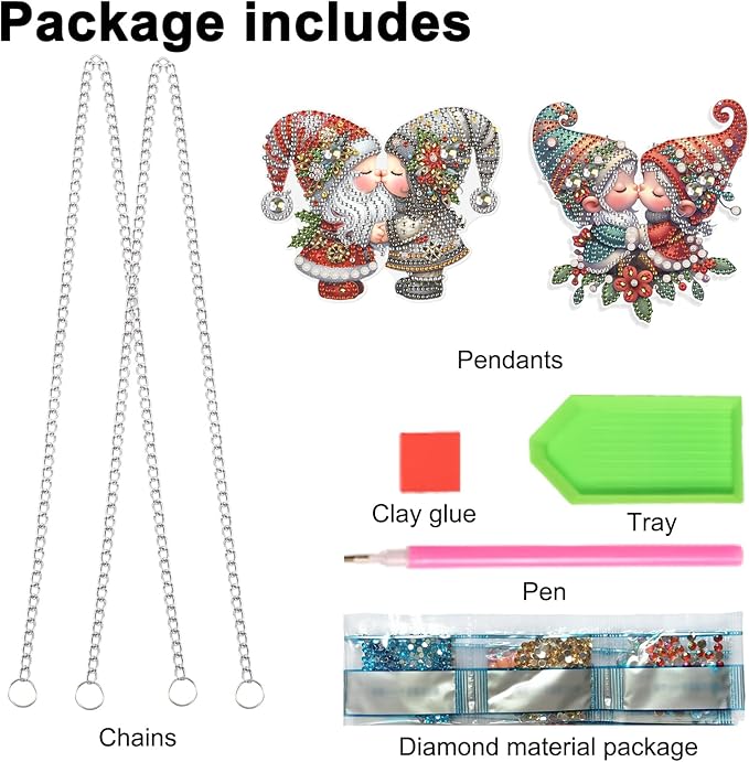 JISHSHAY 2 PCS Diamond Painting Pendant Gnome Dwarf Diamond Art Wind Chimes Special Shaped Crystal Crystal Suncatcher Diamond Art Ornaments Diamond Painting Hanging for Garden Wall Door Window Decor