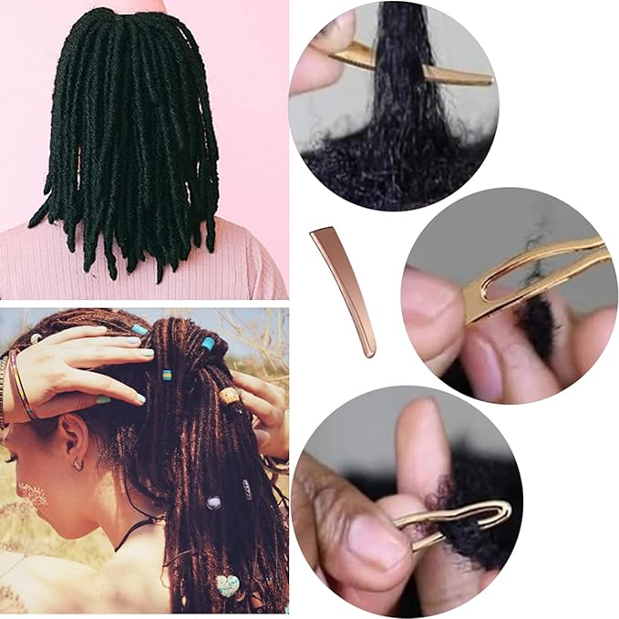 Jozlynn 3 pcs Dreadlock Crochet Hook Tools, 2 pcs Crochet Needles Dreadlock Crochet and 1pcs Hair Locking Braid Hair Dreadlocks Needle Wearing Crochet for Braid Craft