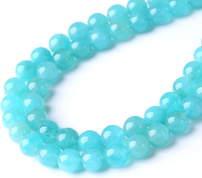 Blue Jade Stone Beads for Jewelry Making DIY Bracelet Necklace Gemstone Round 1 Strand 15.5inch 45PCS 8MM