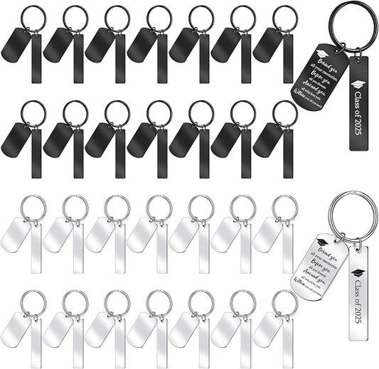 gisafai 30 pcs christmas engravable stainless steel keychain blank laser engraving blank key ring tag for diy craft xmas gift
