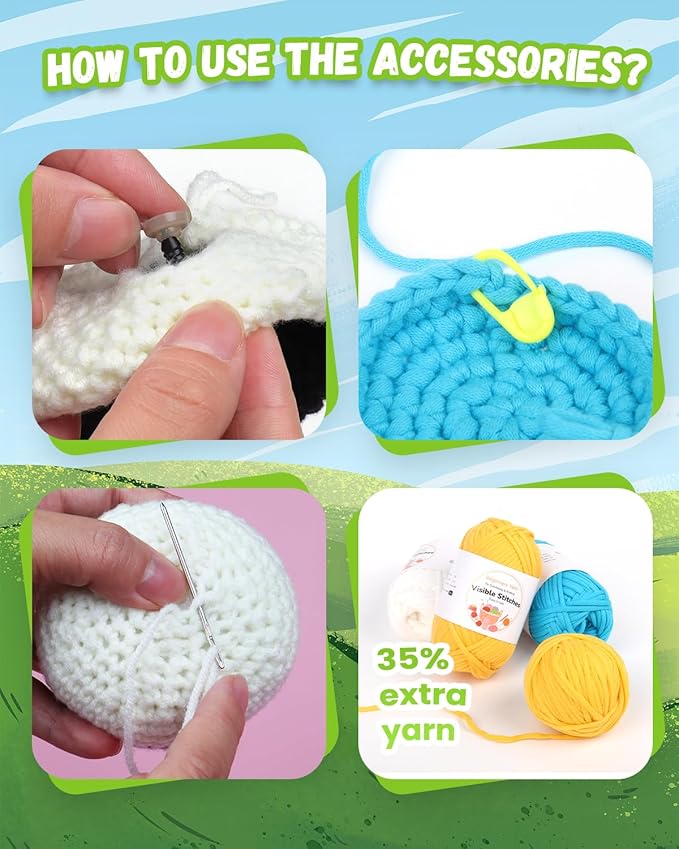 aeelike beginner crochet kit for adults, crochet starter kit with step-by-step instructions and easy see stitches yarn, cute cow family