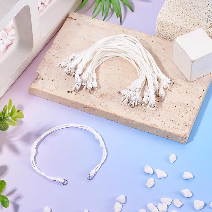 KISSITTY 20pcs Adjustable Bracelet Cords for Connector Charms Waxed Polyester Thread Cord Simple Color Half Finished Bracelet for Friendship Bracelets Jewelry Making