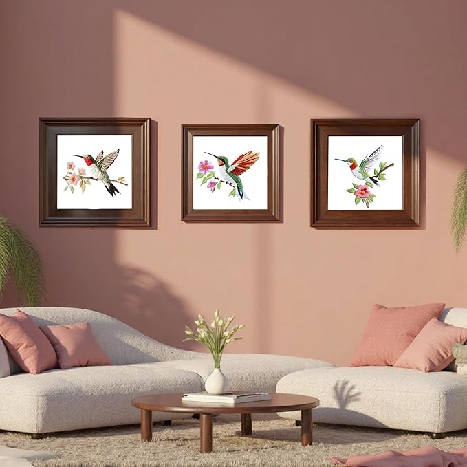 57lilina embroidery kit for beginners, pack of 3 with hoops, threads, needles - starter cross stitch supplies for adults, gift for relaxation craft lovers, hummingbird theme