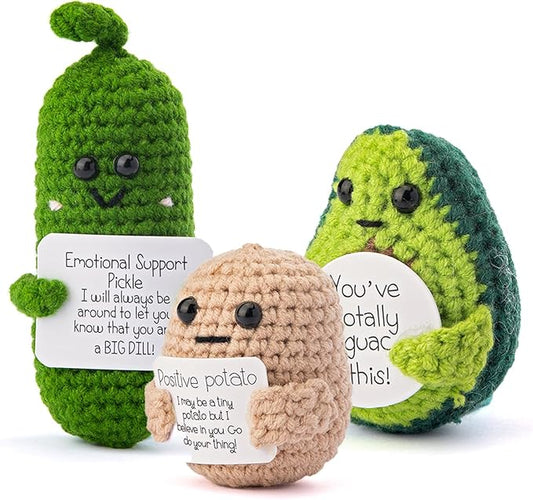Hroevc Crochet Kit for Beginners, Beginner Crochet Kit for Adults, Positive Potato/Pickle/Avocado for Learn to Crochet kit, Knitting Kit for Beginners