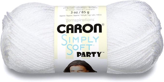 Caron Simply Soft Party Yarn, 3 oz, Medium Worsted 4 Gauge, - Snow - For Crochet, Knitting & Crafting
