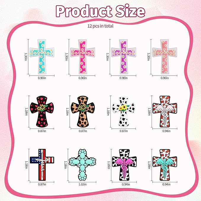 12pcs Cross Silicone Focal Beads, Focal Beads for Pens，Keychain Making, Bracelet, Necklace Crafts, Bulk for DIY（Cross）