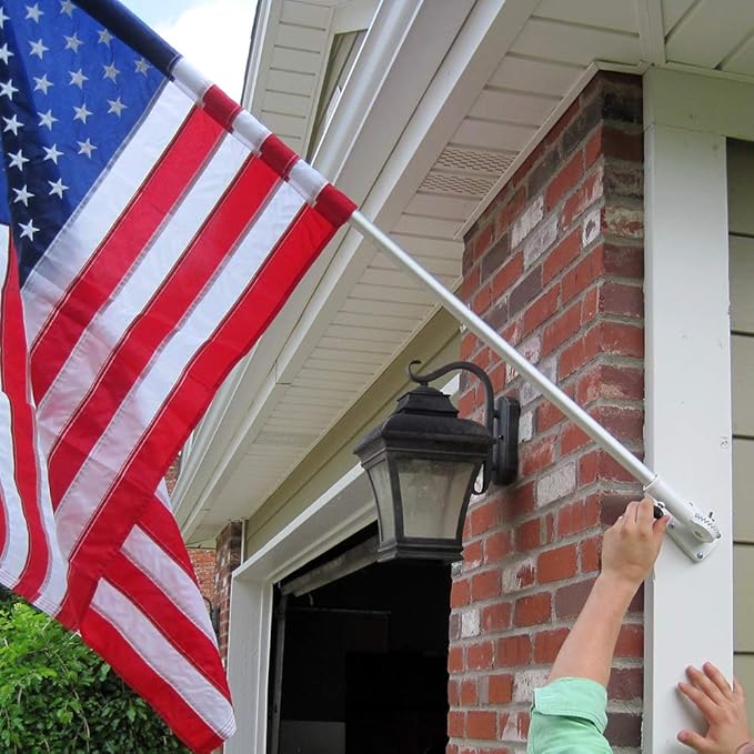5FT Aluminum Flag Pole with Chrome Knob Clips Ring Kit Standard Flagpole Heavy Duty Outdoor Post Decorative Banner Accessories 2" x 57" Home Gifts Tapestry Decorations House Roof Poles Mount Holder