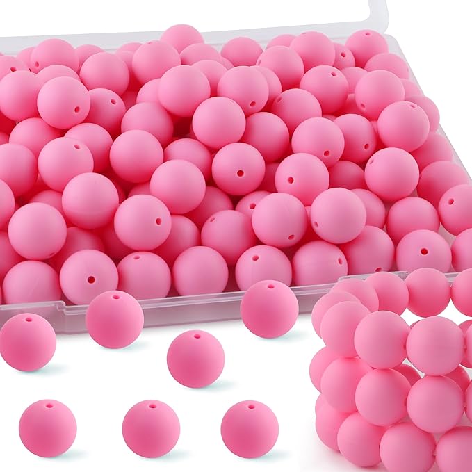 65Pcs 19mm Silicone Beads for Keychain Making Bracelet Necklace, Bulk Round Silicone Beads for Pens(Pink)