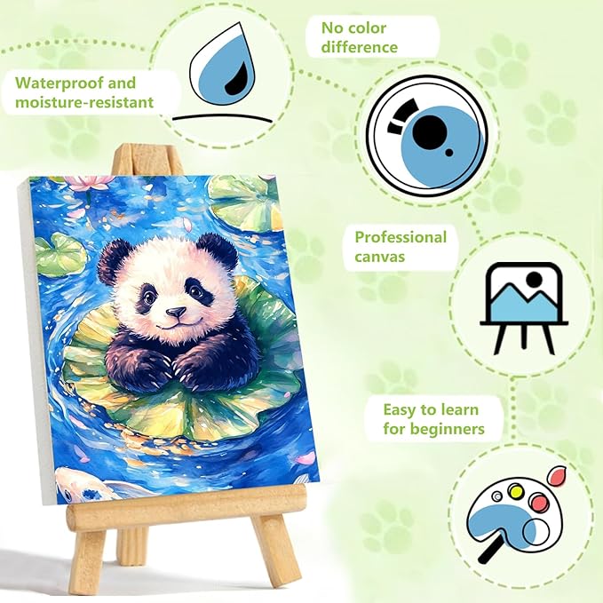 Reivworl Paint by Numbers Kit for Kids - with Frame and Easel, Panda Paint by Number Kids Age 6-8-12 Boys Girls, Paint by Numbers for Gifts and Decor (9.5X12Inch)