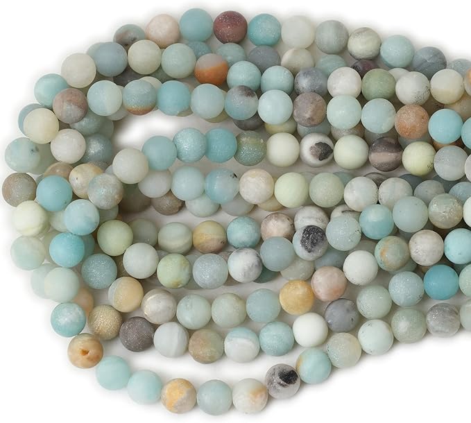 cheavian 35pcs 10mm natural colorful frosted amazonite gemstone round loose beads stone beads for jewelry making diy 1 strand 15"