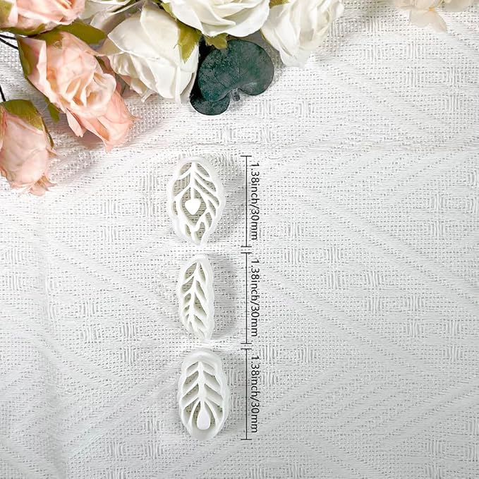 Xaekicr Polymer Clay Cutters Feather Leaf Set – 3PCS Boho Clay Earring Cutters for Polymer Clay Jewelry, Hollow Leaf Clay Cutters Shapes and Tools for DIY Earrings and Crafts