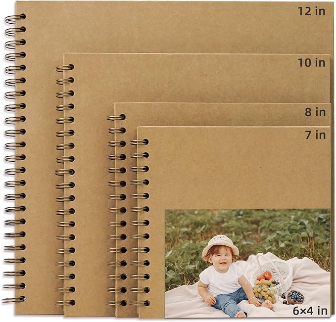 Yopih 12 x 12 Inch DIY Scrapbook Photo Album Hardcover Kraft Blank Page Acid-Free, 100 Pages (50 Sheets) Memory Book for Wedding Anniversaries Family Baby Memories Small Scrapbooking Projects, Yellow