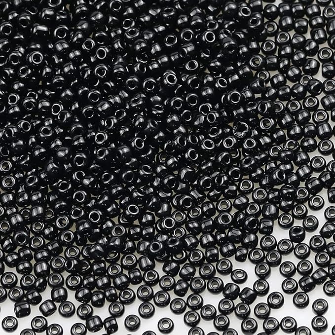 Bala&Fillic Opaque Black Color 3mm Seed Beads About 3600pcs/100Grams in Bag, 8/0 Glass Craft Beads for Making Bracelet and Necklace (Black)