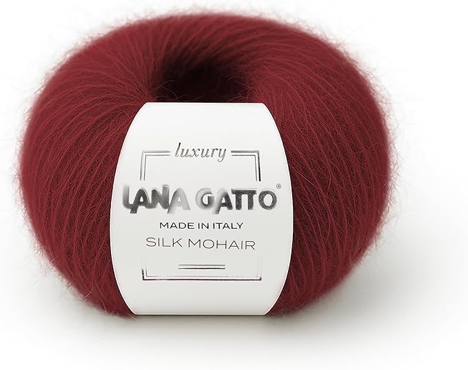 Silk Mohair Luxury Yarns, Premium and Soft Blend for Knitting, Made in Italy (Red - 6026, 10)