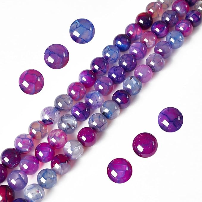 100pcs 6mm purple dragon vein agate beads natural gemstone beads round loose beads for jewelry making