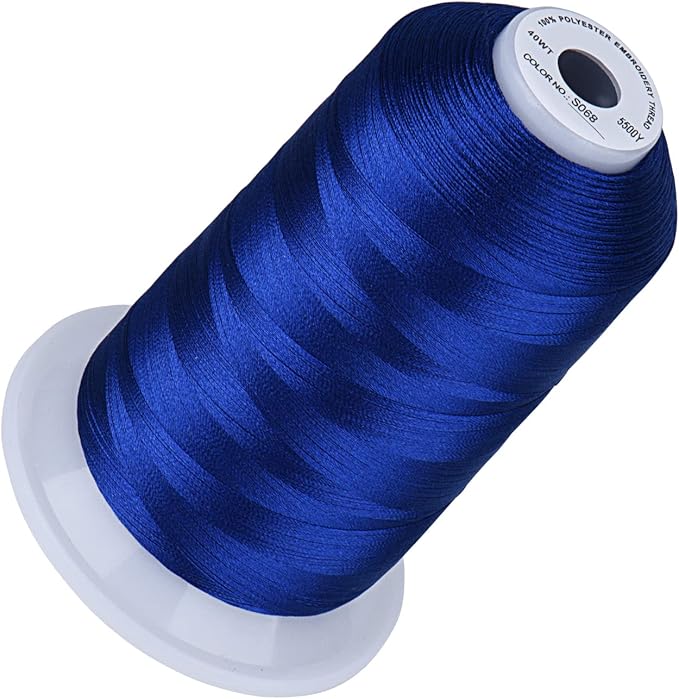 Simthread 5500Yds Embroidery Thread, 5000M High-Yardage 40WT 100% Polyester Thread – 170+ Vivid Colors, High-Speed Rated – Compatible with Brother, Singer, Janome & More - Royal Blue S068
