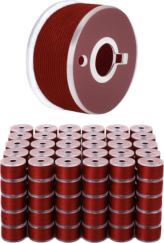 Mandala Crafts 144 Maroon SA156 Prewound Bobbins for Singer Sewing Machine -15J SA156 Prefilled Bobbin Thread for Brother Sewing Machine and Embroidery