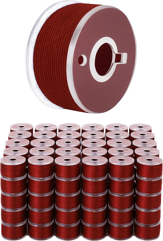 Mandala Crafts 144 Maroon SA156 Prewound Bobbins for Singer Sewing Machine -15J SA156 Prefilled Bobbin Thread for Brother Sewing Machine and Embroidery