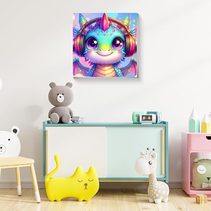 Reivworl Paint by Numbers Kit for Kids with Frame and Easel, Dragon Paint by Number for Kids Age 6-8-12, Acrylic Paint by Numbers for Gifts and Home Decor (8X8inch)