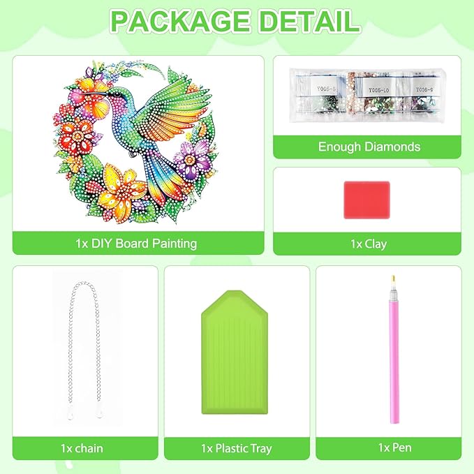 TOSTOG Hanging Diamond Art Kits for Adults, Colorful Hummingbird Diamond Paintings for Adults, Diamond Art Kits Window Pendant, 5D Diamond Paintings Hanging Pendant Kit Gem Painting Wall Decor Gift
