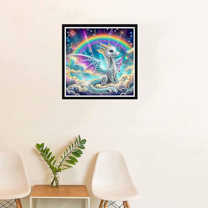 SKRYUIE DIY Diamond Art Kits for Adults Dragon Special Shape - 5D Diamond Painting Kits for Adults Animal - Crystal Embroidery Cross Stitch - Craft for Wall & Office Decor 12 x 12 Inch c20