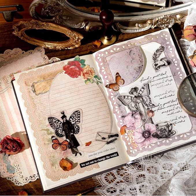 30 Sheets Lace Edged Vintage Scrapbook Paper, Assorted Set - 3 Pack Background Decorative Paper Ephemera for Junk Journaling Supplies, Scrapbooking, Collage, Stationery Letter Writing