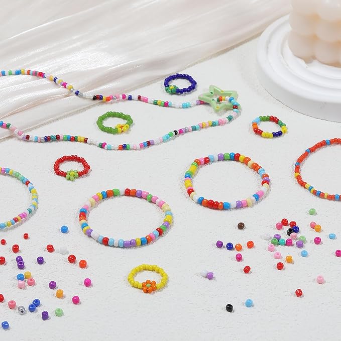 28 Colors 3mm Seed Beads, 7200PCS Glass Seed Beads Kit for Jewelry Making, Craft and Bracelet Making