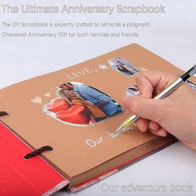 Adventure Book Handcrafted Diary Photo Scrapbook,Tailored for Preserving Cherished Moments,Gift for Couples' Anniversaries,Weddings,Globetrotters,Birthdays,Christmas & Note-taking Gifts