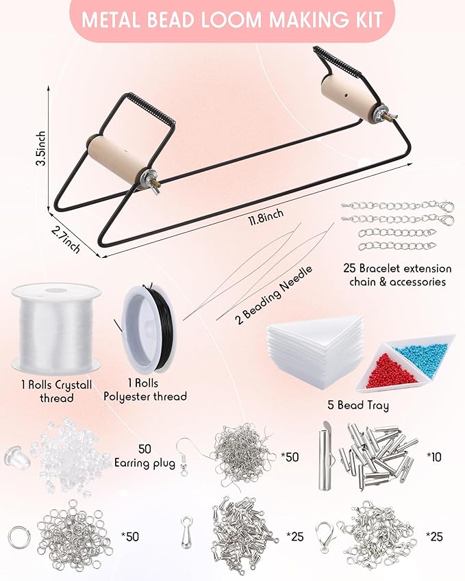 Jexine Bead Loom Kit for Adults 24000 Pcs Beading Loom Supplies with 48 Color 2 mm Glass Seed Bead Bracelets Christmas Jewelry Earring Making Tools Gifts for Women DIY Craft