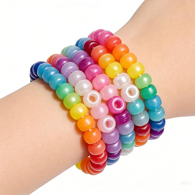 1000pcs Pony Beads, 15 Color Kandi Beads for Bracelets Making Kit, Hair Braids Crafts Jewelry Making Crafts Friendship Necklace Earrings DIY (Pearlescent Mixed Color)