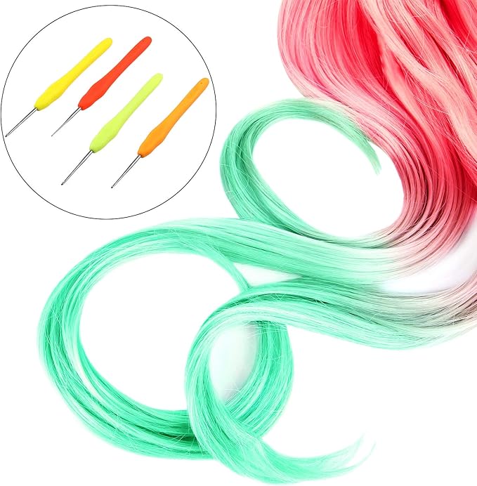 WILLBOND 4 Pieces Hair Highlighting Needles Small Crochet Hooks Precision Metal Needles Crochet Knitting Hooks with Soft Handles, 1 Mm, 1.25 Mm, 1.5 Mm, 1.75 Mm, 4 Colors