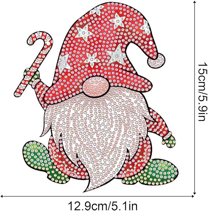 AiYuanzsh DIY 5D Christmas Diamond Art Hanging Sign, Gnome Rhinestone Pendant Kit for Holiday Wall Door Window Decor, Diamond Painting Ornament for Seasonal Home Decoration