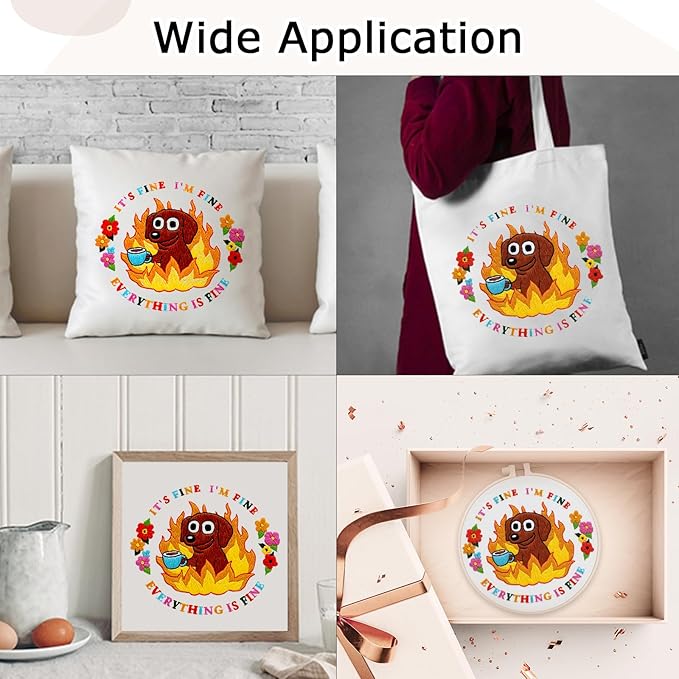 Nuberlic Cute Dog Embroidery Kits for Beginner Adults Cross Stitch Kit with Funny Animal Pattern Include Cloth Hoops Threads Needles