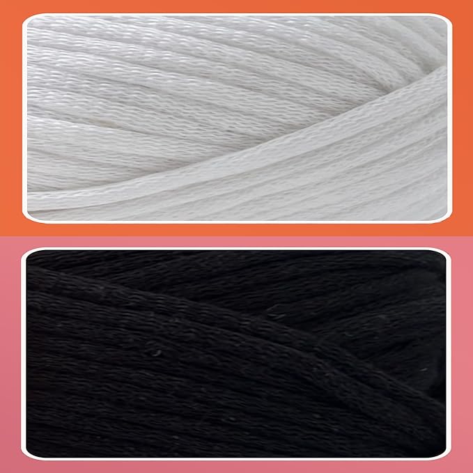 2 x 3.5Oz Yarn for Crocheting and Knitting;Worsted-Weight Medium #4;Cotton Blend Yarn for Beginners with Easy-to-See Sitches,Great for Amigurumi DIY (Black+White)