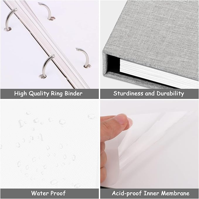 Zesthouse Photo Album Self Adhesive with Picture Display Window, 3-Ring Scrapbook Albums 60 Pages Holds 8x10 5x7 4x6 Photos, DIY Photo Book Ideal Gift for Family Wedding Baby