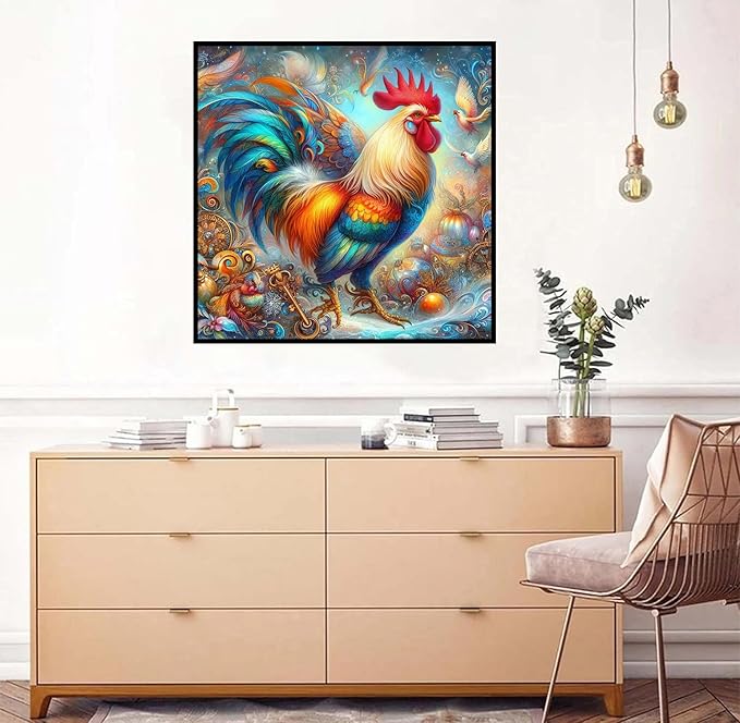 Axquilon Diamond Art Kits for Adults - Chicken Diamond Painting Kits for Adults Beginner, DIY 5D Full Drill Gem Art for Home Wall Decor 14x14 inch